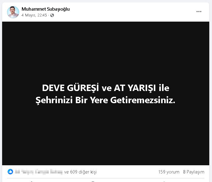 ESKİ BAŞKANLARA DEVE GÜREŞİ GÖNDERMESİ