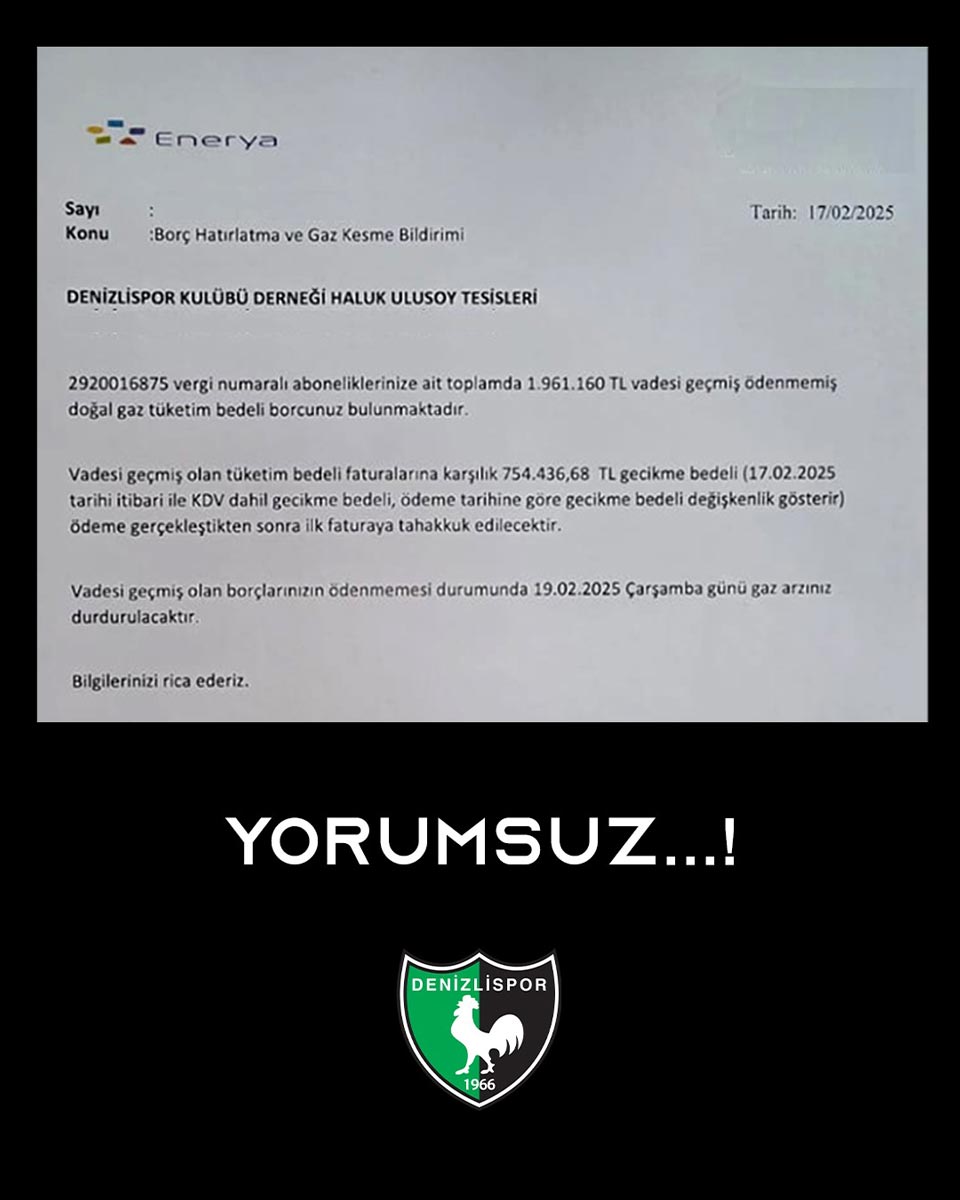 HOROZUN 1.9 MİLYON TL’LİK BORCU BULUNUYOR