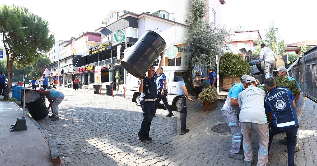 Pamukkale Belediyesi zabıta ekipleri, vatandaşların yolda yürümelerine engel olan işgalleri kaldırımlardan temizlemeye başladı.