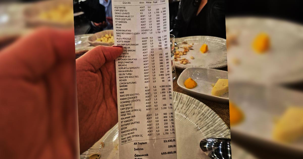 53 BİN LİRALIK HESAP SOSYAL MEDYAYI SALLADI