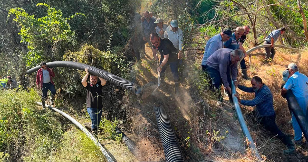 BAŞKAN BORULARI SIRTLADI TARLALARA SU GÖTÜRDÜ