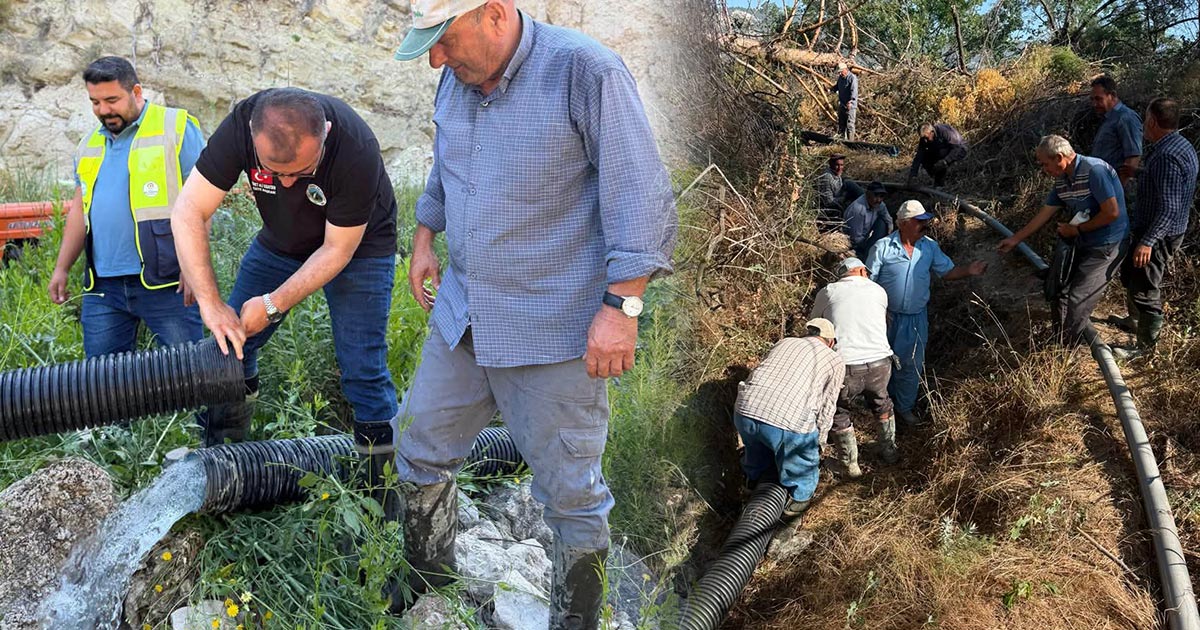 BAŞKAN BORULARI SIRTLADI TARLALARA SU GÖTÜRDÜ