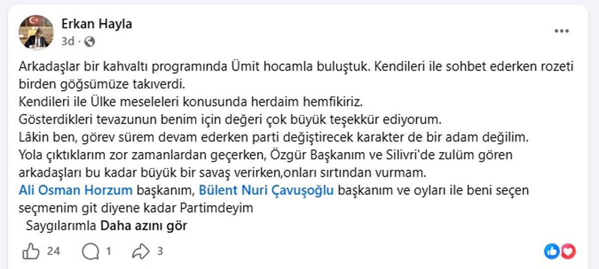 SEÇMEN GİT DİYENE KADAR PARTİMDEYİM!