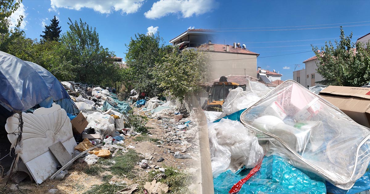 EVİN BAHÇESİNDEN 15 KAMYON ÇÖP ÇIKTI