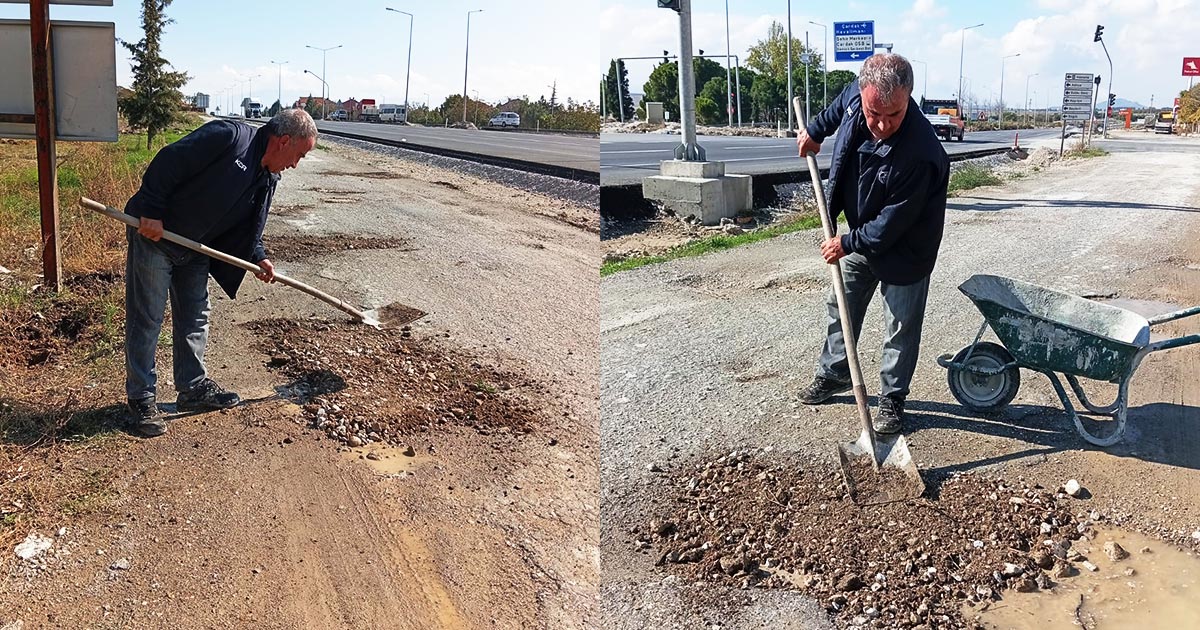 İLÇE BAŞKANI ÇUKURLARI BÖYLE DOLDURDU